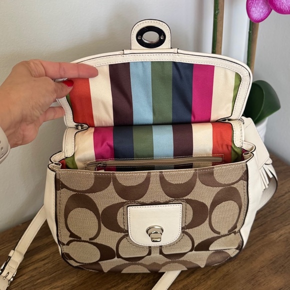 COACH 19034 Khaki  Ivory Signature Jacquard Leather Legacy Willis Crossbody Bag - Picture 11 of 15